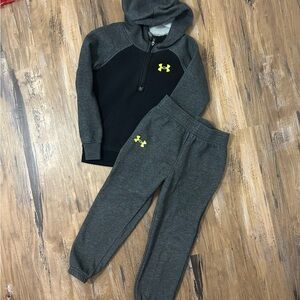 Under Armour Boys' Dark Gray & Black Jogger Set with Yellow Logo